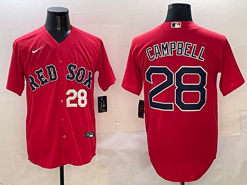 Men Boston Red Sox #28 Campbell Red Game 2025 Nike MLB Jersey style 1